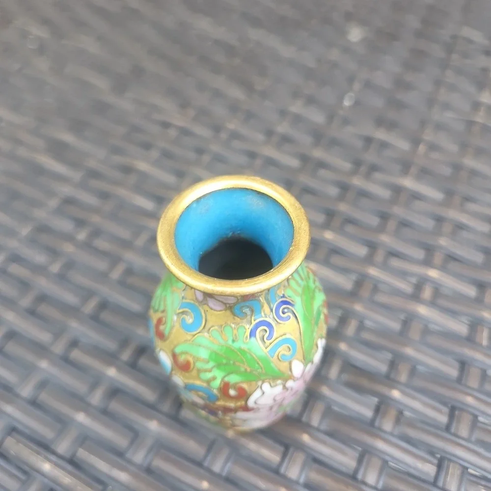Cloisonne Enamel Brass Pink Flower Motif 3